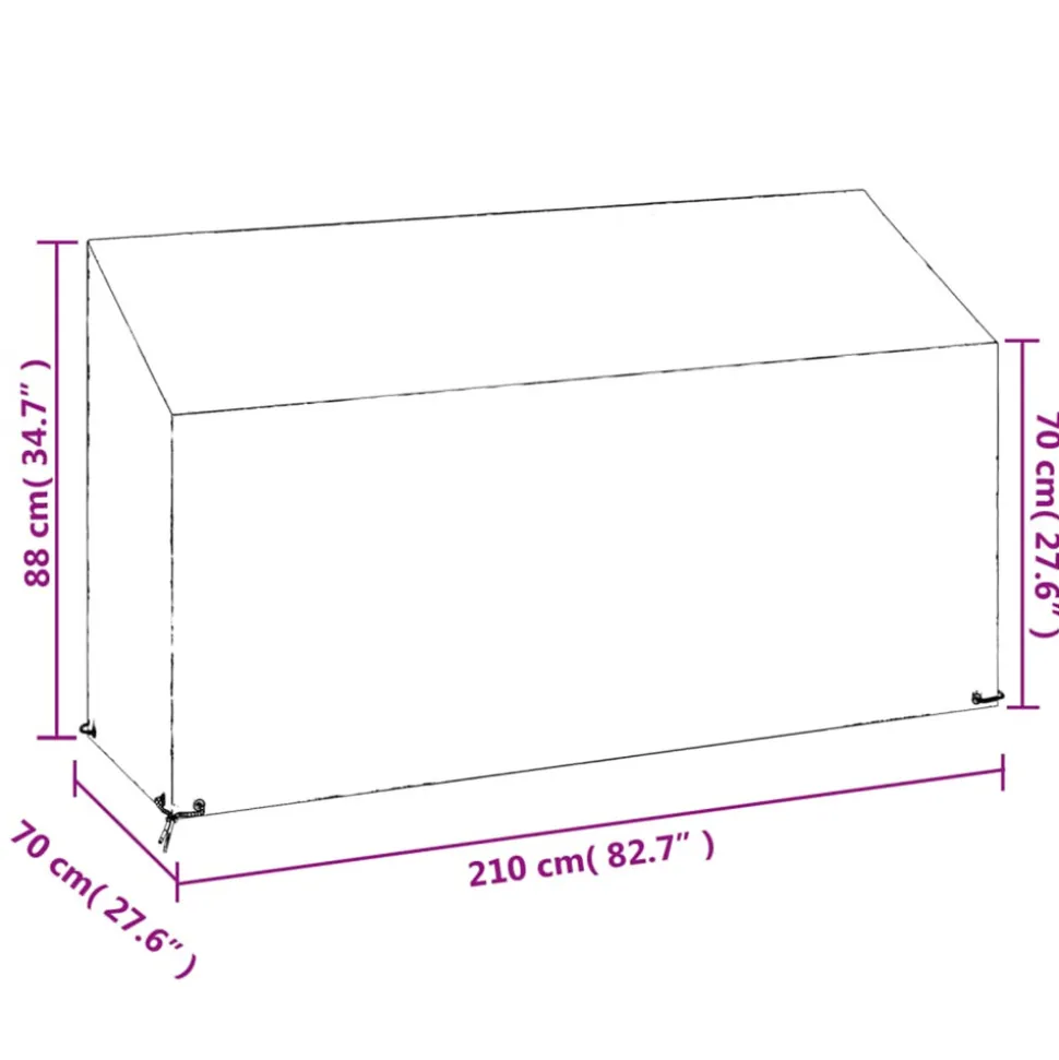 VIDAXL - Housses de banc de jardin 2 pcs 12 œillets 210x70x70/88 cm pe