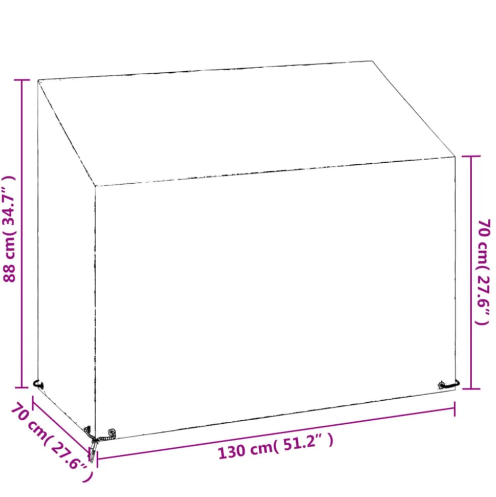VIDAXL - Housses de banc de jardin 2 pcs 8 œillets 130x70x70/88 cm pe