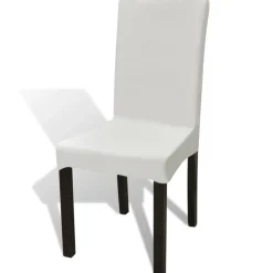 VIDAXL - Housses de chaise élastiques droites 6 pcs crème