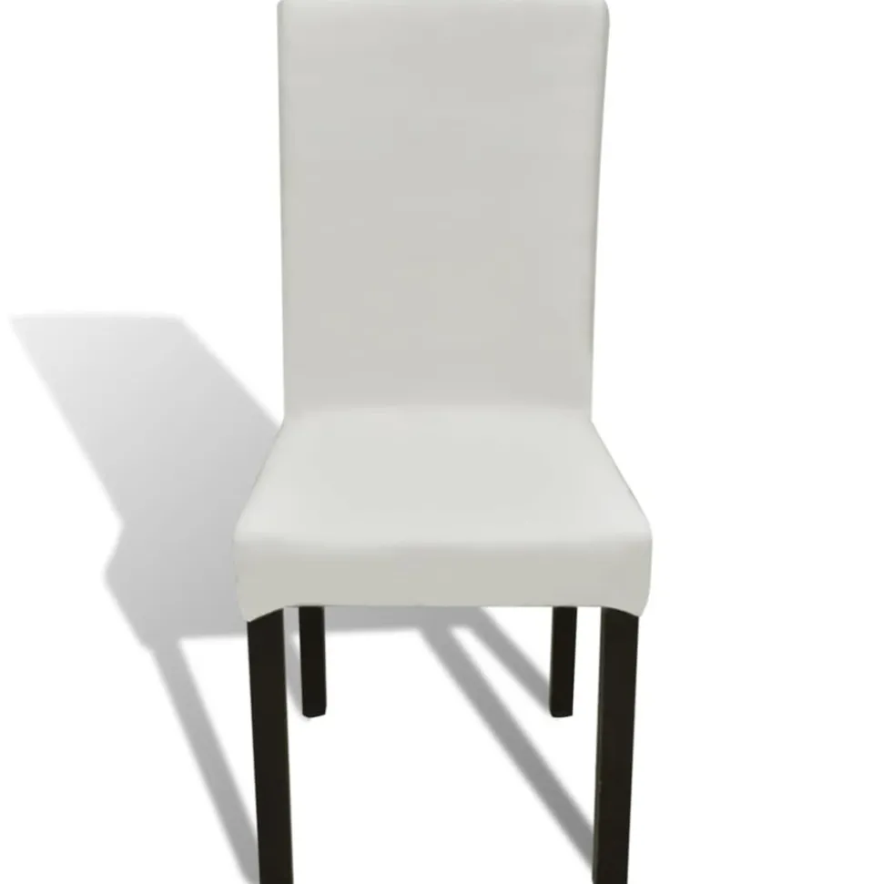 VIDAXL - Housses de chaise élastiques droites 6 pcs crème