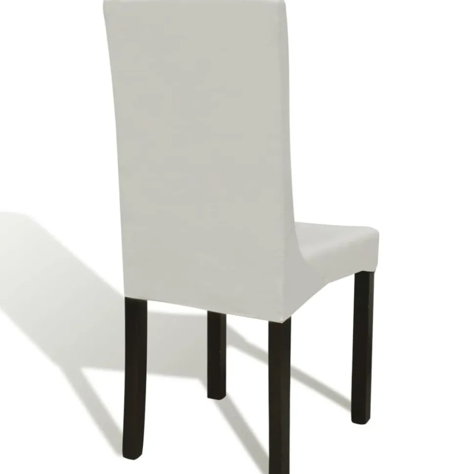 VIDAXL - Housses de chaise élastiques droites 6 pcs crème