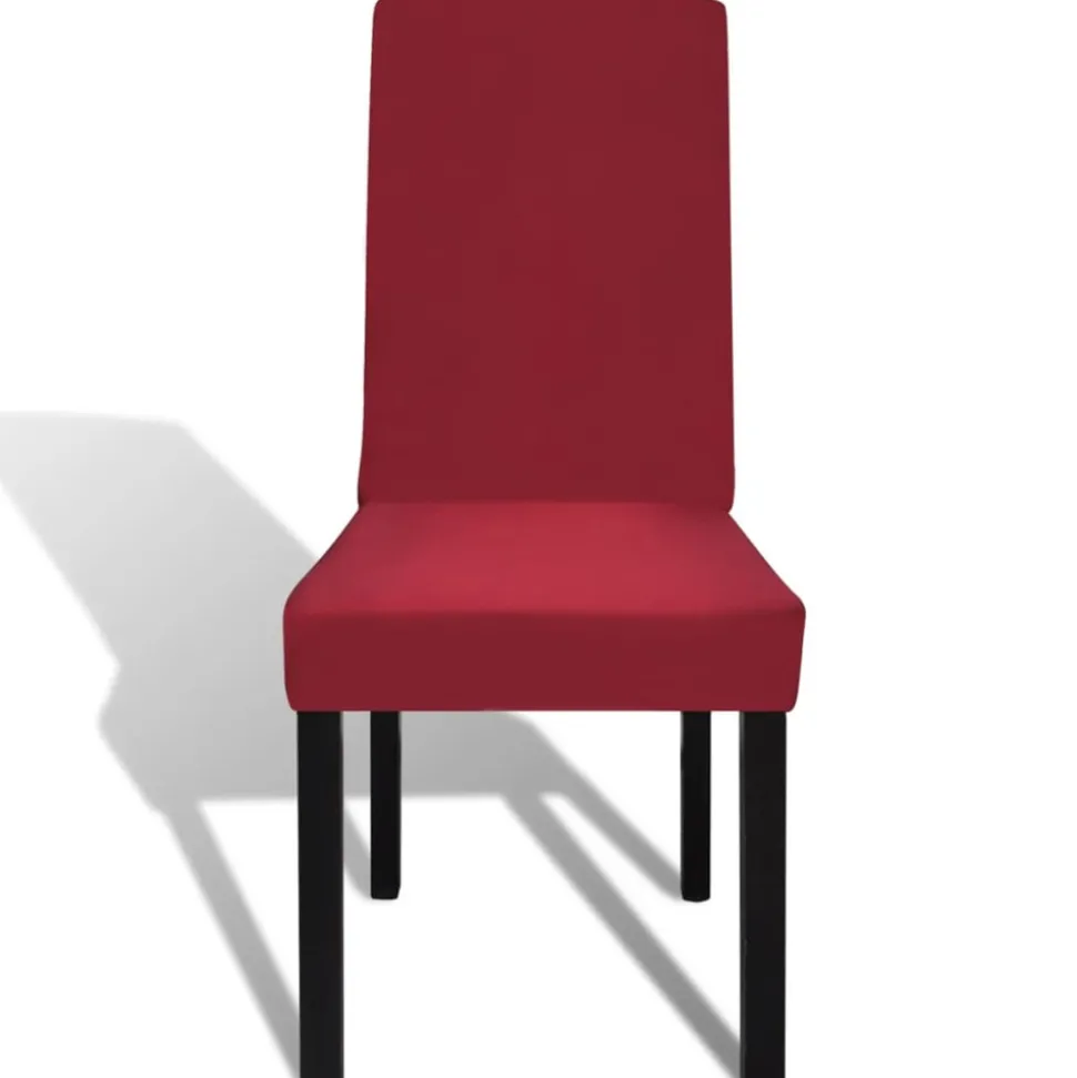 VIDAXL - Housses de chaise élastiques droites 6 pcs bordeaux
