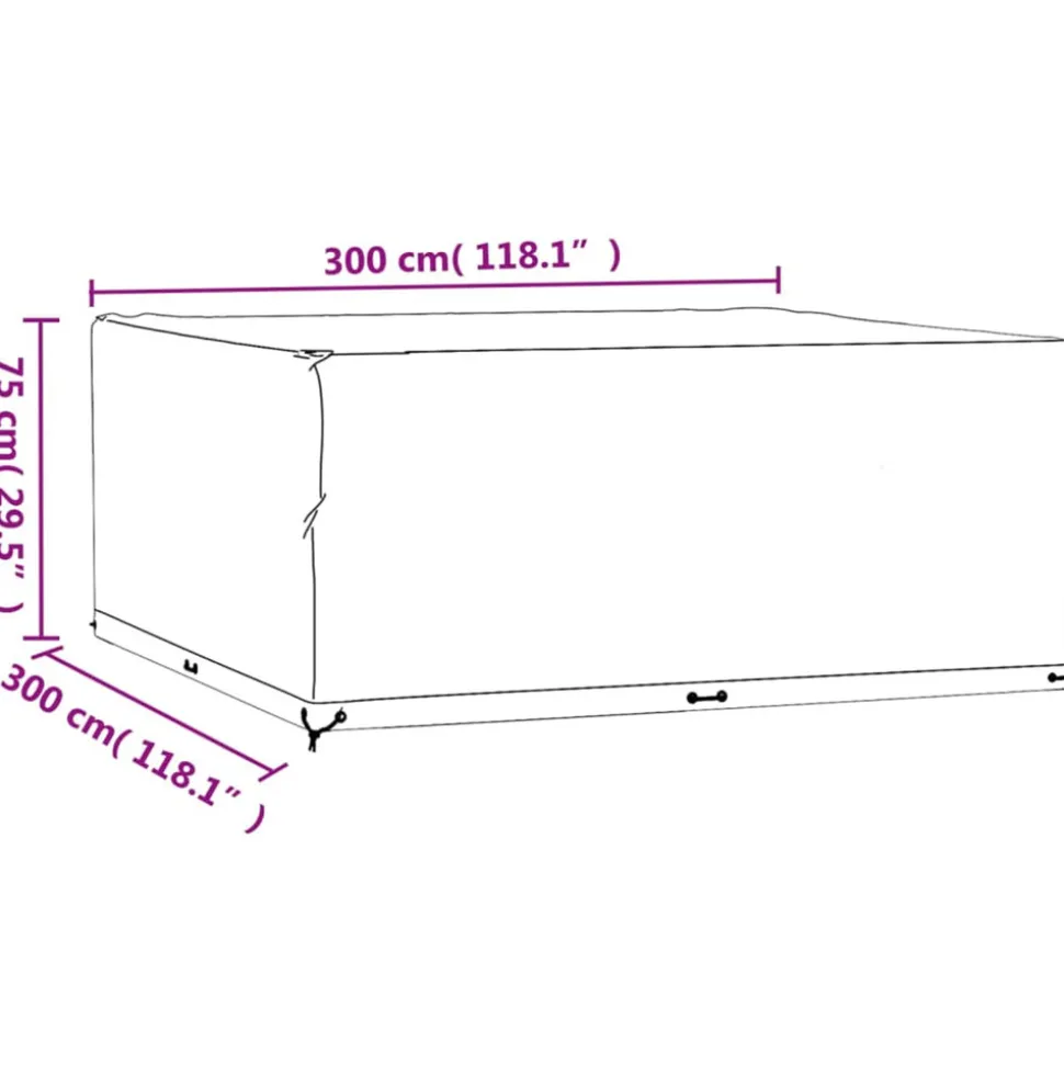 VIDAXL - Housses de salon de jardin 2 pcs 16 œillets 300x300x75 cm carré