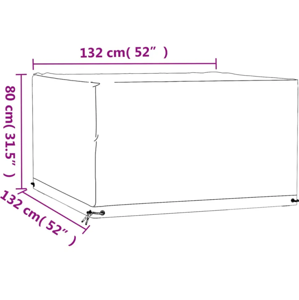 VIDAXL - Housses de salon de jardin 2 pcs 8 œillets 132x132x80 cm carré