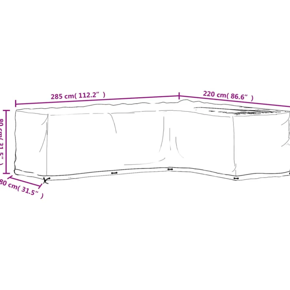 VIDAXL - Housses de salon de jardin en forme de l 2 pcs 18 œillets