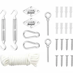 VIDAXL - Jeu d'accessoires de voile d'ombrage 9 pcs acier inoxydable