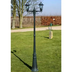 VIDAXL - Lampadaire de jardin 2 bras 215 cm vert foncé/noir aluminium