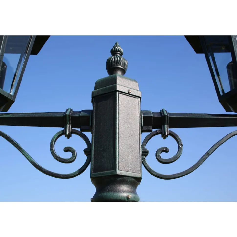 VIDAXL - Lampadaire de jardin 2 bras 215 cm vert foncé/noir aluminium