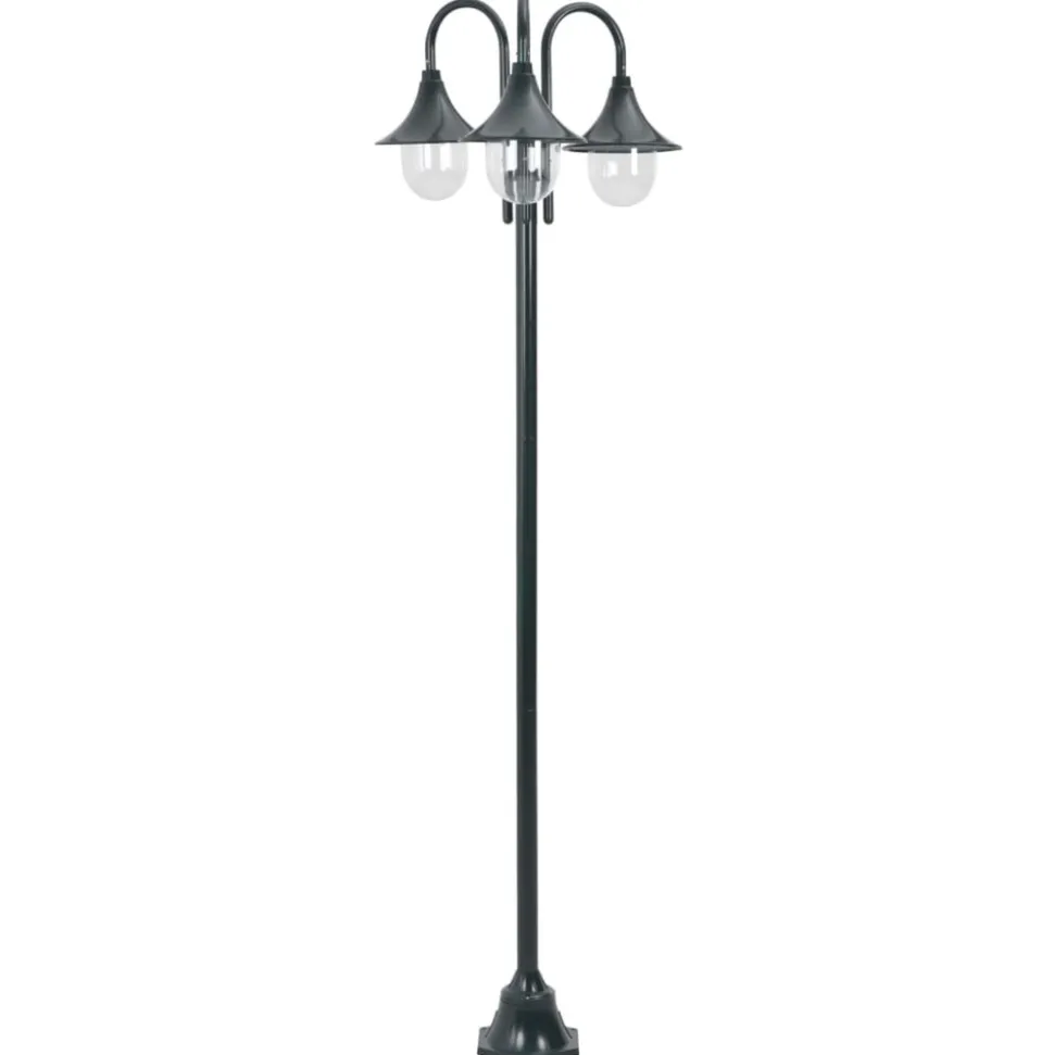 VIDAXL - Lampadaire de jardin e27 220cm aluminium 3 lanternes vert foncé