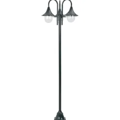VIDAXL - Lampadaire de jardin e27 220cm aluminium 3 lanternes vert foncé