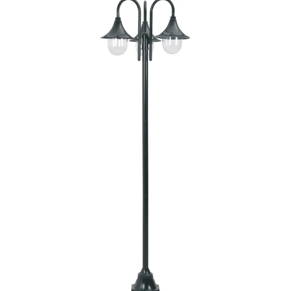 VIDAXL - Lampadaire de jardin e27 220cm aluminium 3 lanternes vert foncé