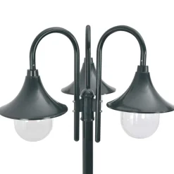 VIDAXL - Lampadaire de jardin e27 220cm aluminium 3 lanternes vert foncé