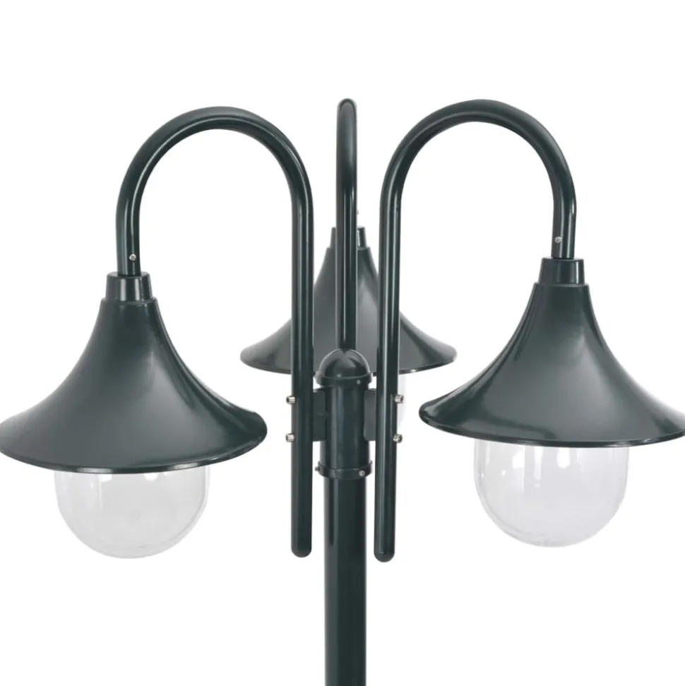VIDAXL - Lampadaire de jardin e27 220cm aluminium 3 lanternes vert foncé