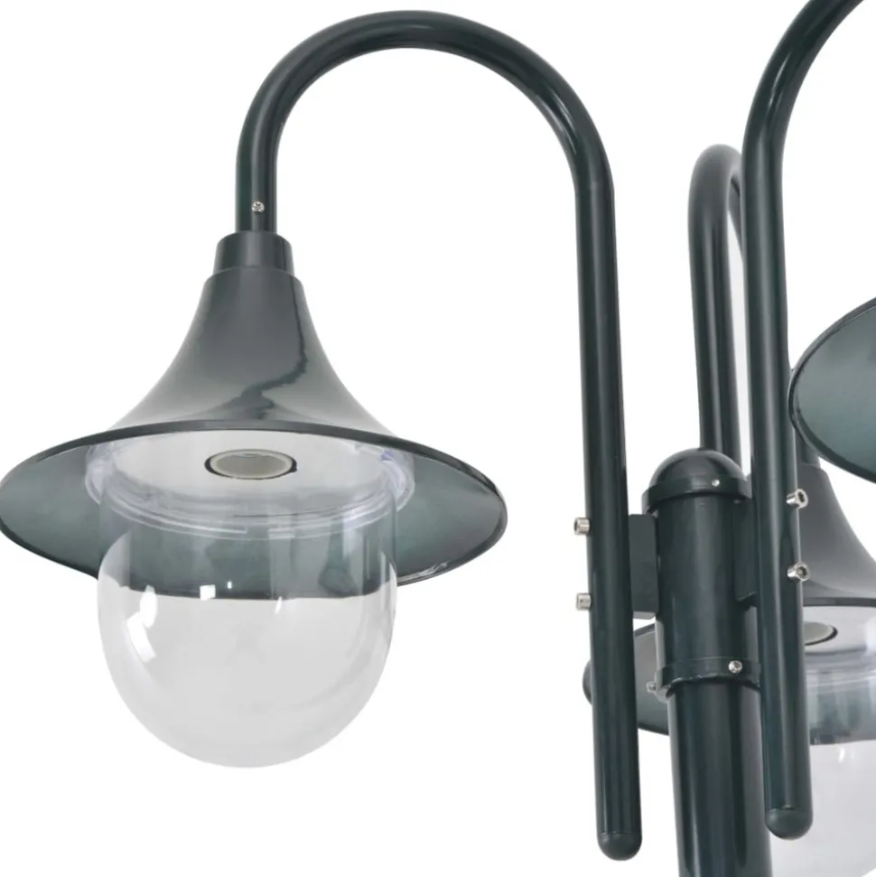 VIDAXL - Lampadaire de jardin e27 220cm aluminium 3 lanternes vert foncé