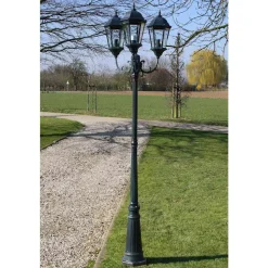 VIDAXL - Lampadaire de jardin 3 bras 230 cm vert foncé/noir aluminium
