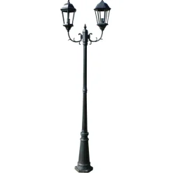 VIDAXL - Lampadaire de jardin 2 bras 230 cm vert foncé/noir aluminium
