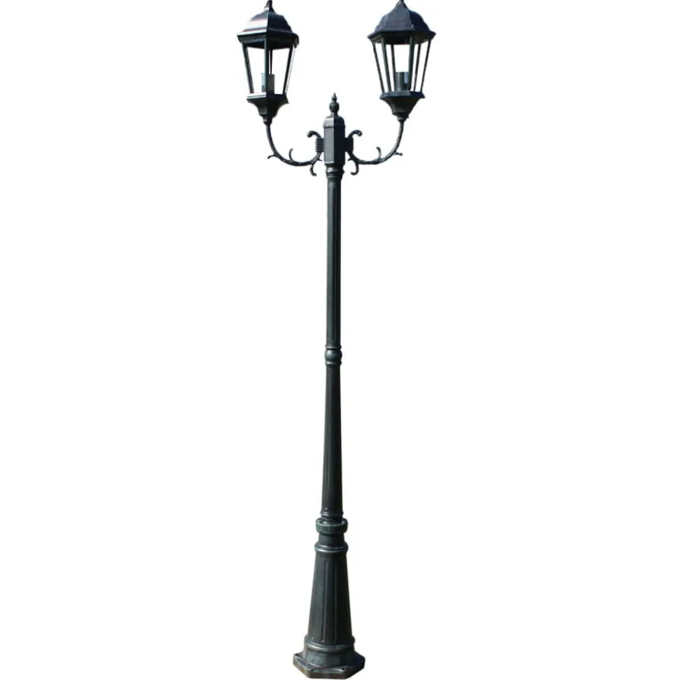 VIDAXL - Lampadaire de jardin 2 bras 230 cm vert foncé/noir aluminium