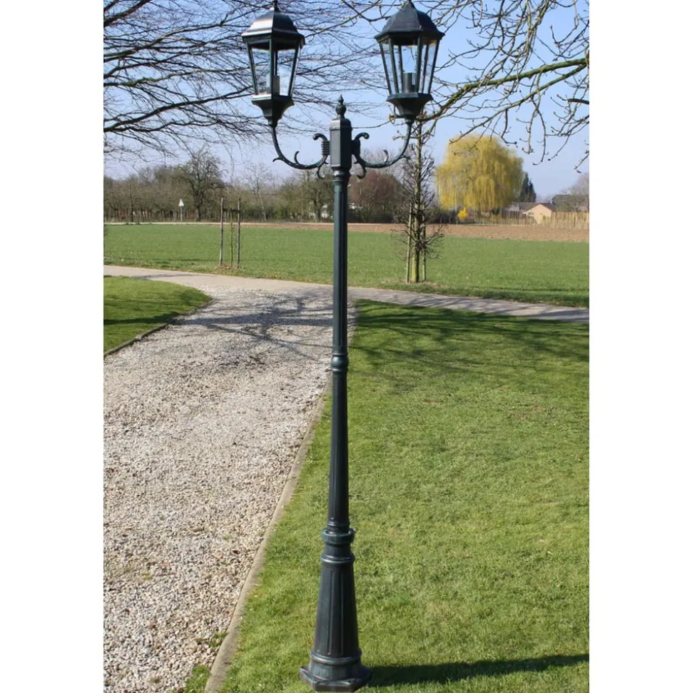 VIDAXL - Lampadaire de jardin 2 bras 230 cm vert foncé/noir aluminium