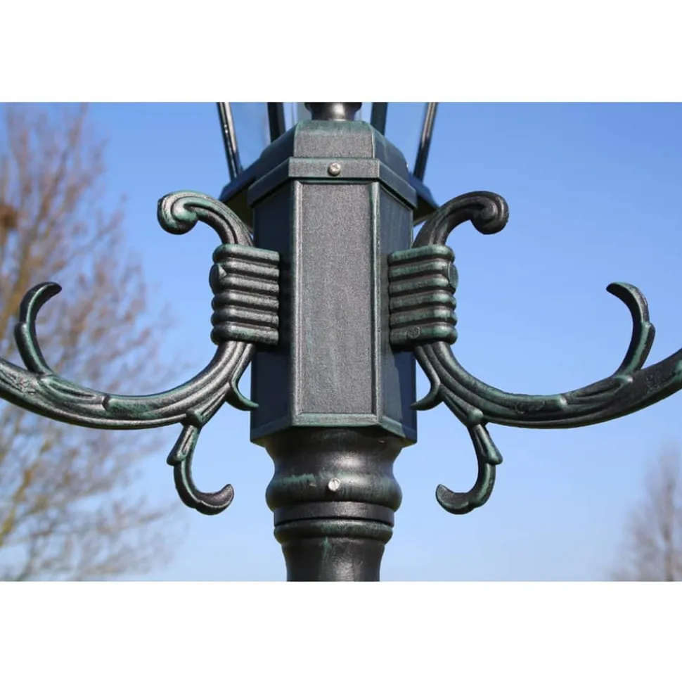 VIDAXL - Lampadaire de jardin 2 bras 230 cm vert foncé/noir aluminium