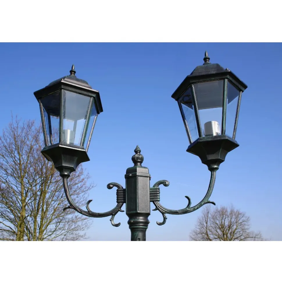 VIDAXL - Lampadaire de jardin 2 bras 230 cm vert foncé/noir aluminium