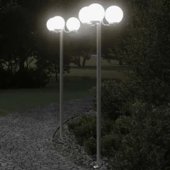 VIDAXL - Lampadaires d'extérieur 2 pcs argenté 215 cm acier inoxydable