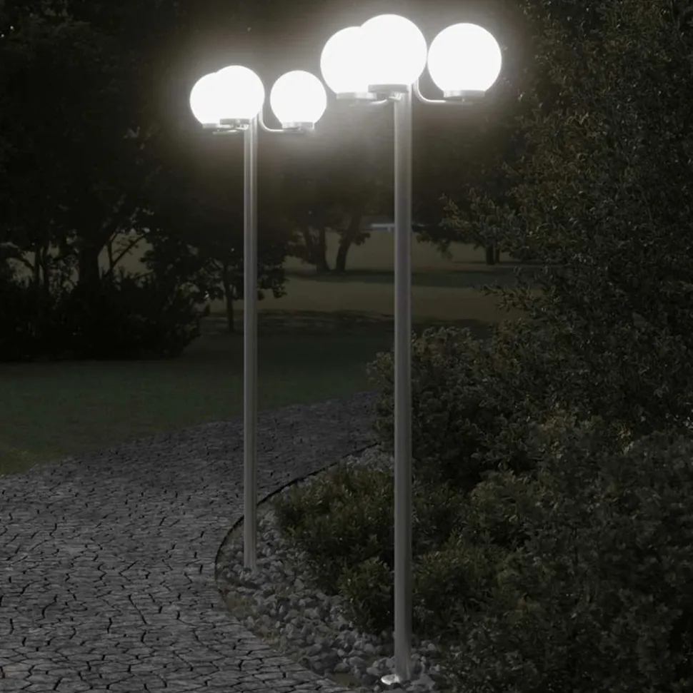 VIDAXL - Lampadaires d'extérieur 2 pcs argenté 215 cm acier inoxydable