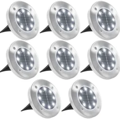 VIDAXL - Lampe solaire au sol 8 pcs lumières led blanches