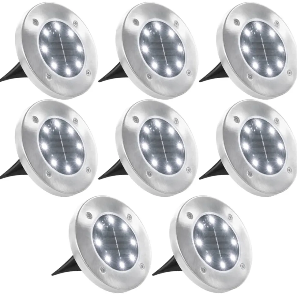 VIDAXL - Lampe solaire au sol 8 pcs lumières led blanches