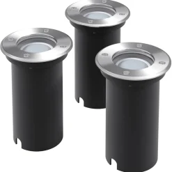 VIDAXL - Lampes au sol à led d'extérieur 3 pcs rond