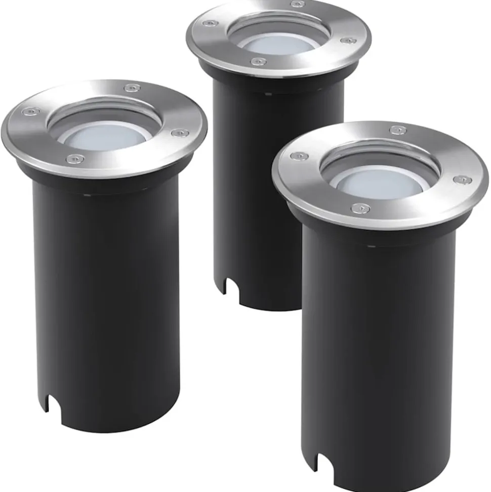 VIDAXL - Lampes au sol à led d'extérieur 3 pcs rond