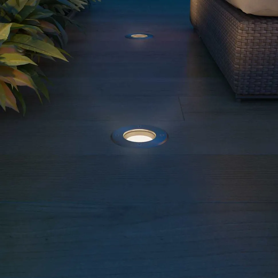 VIDAXL - Lampes au sol à led d'extérieur 3 pcs rond