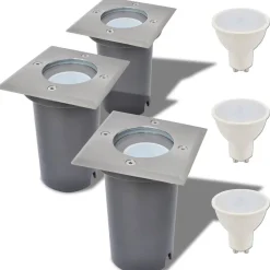 VIDAXL - Lampes au sol à led d'extérieur 3 pcs carré