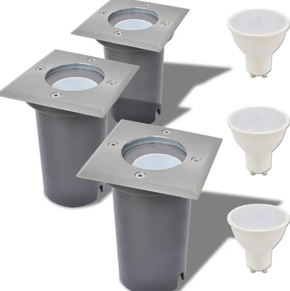 VIDAXL - Lampes au sol à led d'extérieur 3 pcs carré