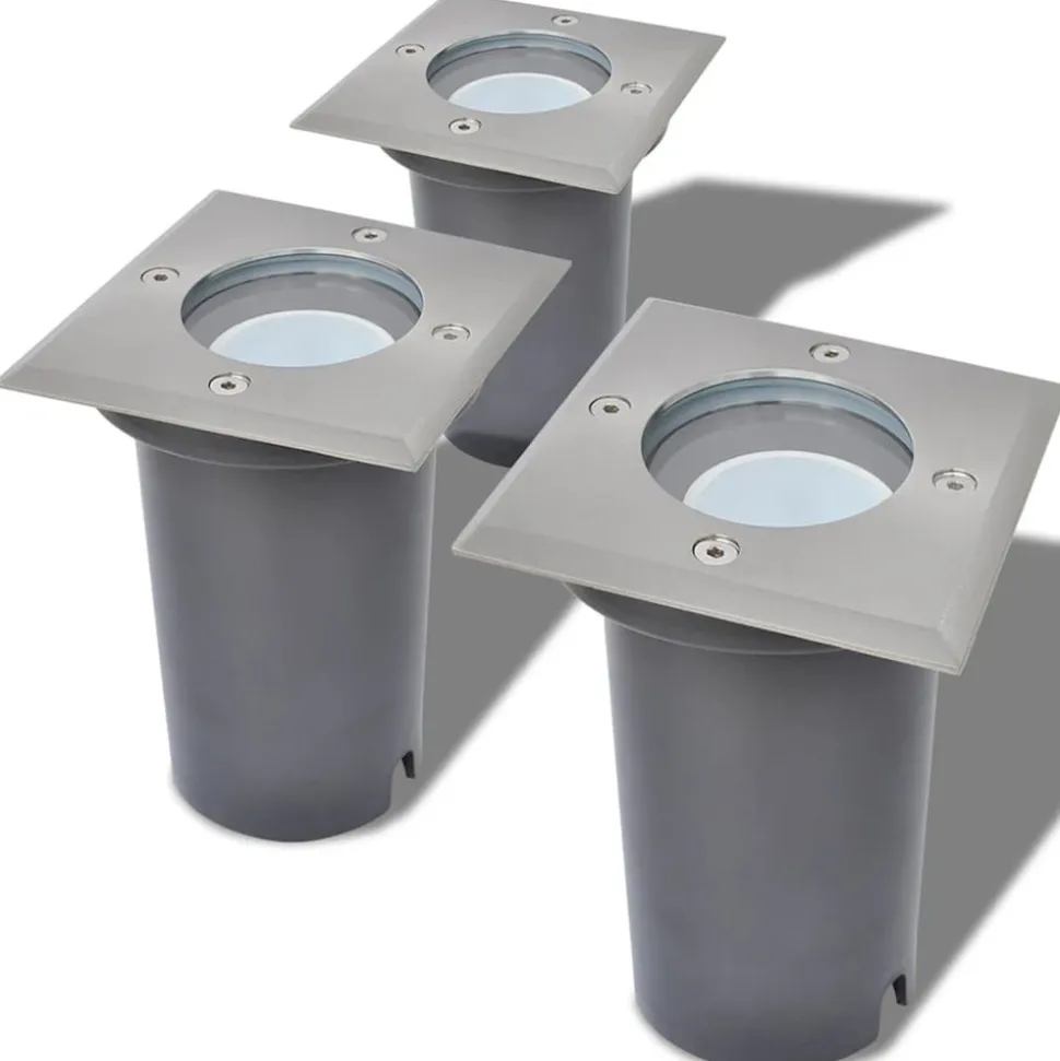 VIDAXL - Lampes au sol à led d'extérieur 3 pcs carré