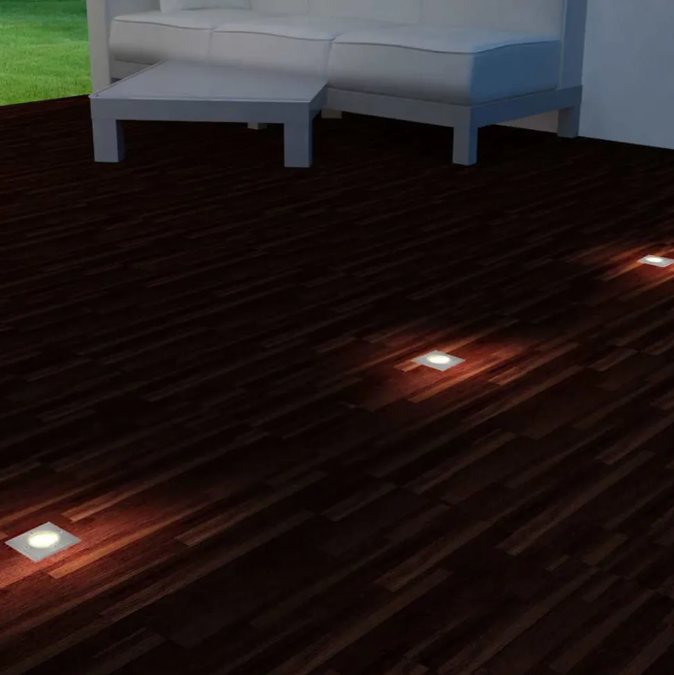VIDAXL - Lampes au sol à led d'extérieur 3 pcs carré