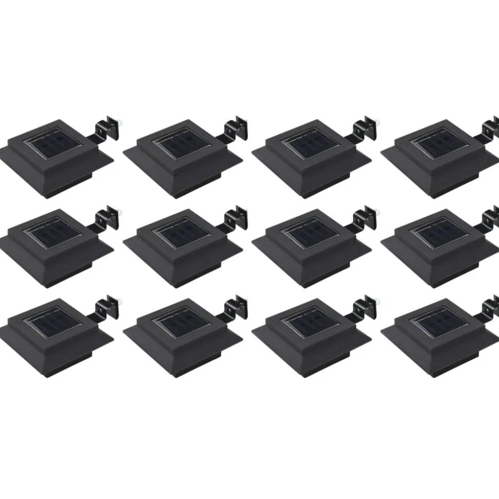 VIDAXL - Lampes solaires à led carrées d'extérieur 12 pcs 12 cm noir