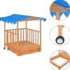 VIDAXL - Maison de jeu d'enfants et bac à sable bois de sapin bleu uv50