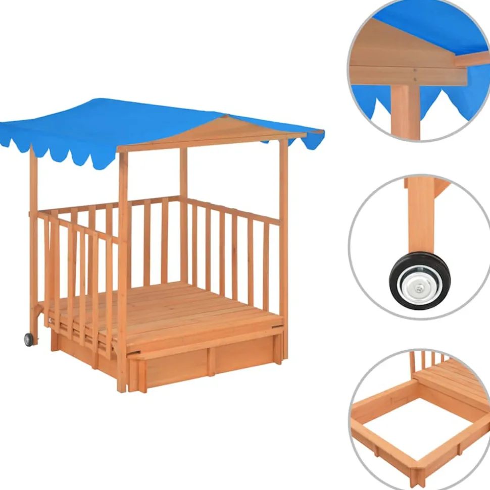 VIDAXL - Maison de jeu d'enfants et bac à sable bois de sapin bleu uv50