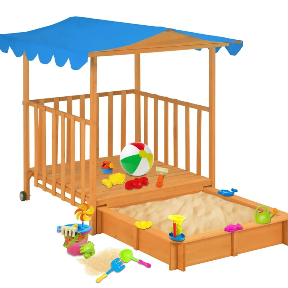 VIDAXL - Maison de jeu d'enfants et bac à sable bois de sapin bleu uv50