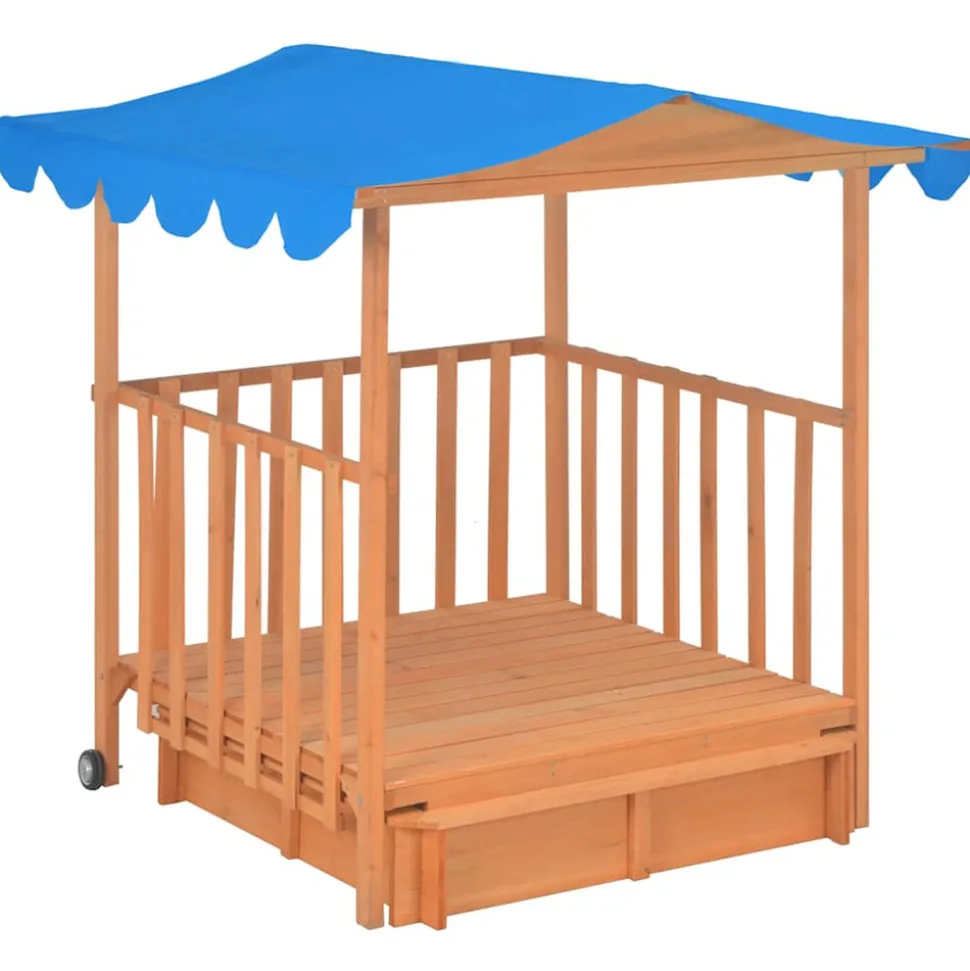 VIDAXL - Maison de jeu d'enfants et bac à sable bois de sapin bleu uv50
