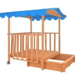 VIDAXL - Maison de jeu d'enfants et bac à sable bois de sapin bleu uv50