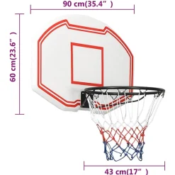 VIDAXL - Panneau de basket-ball blanc 90x60x2 cm polyéthylène