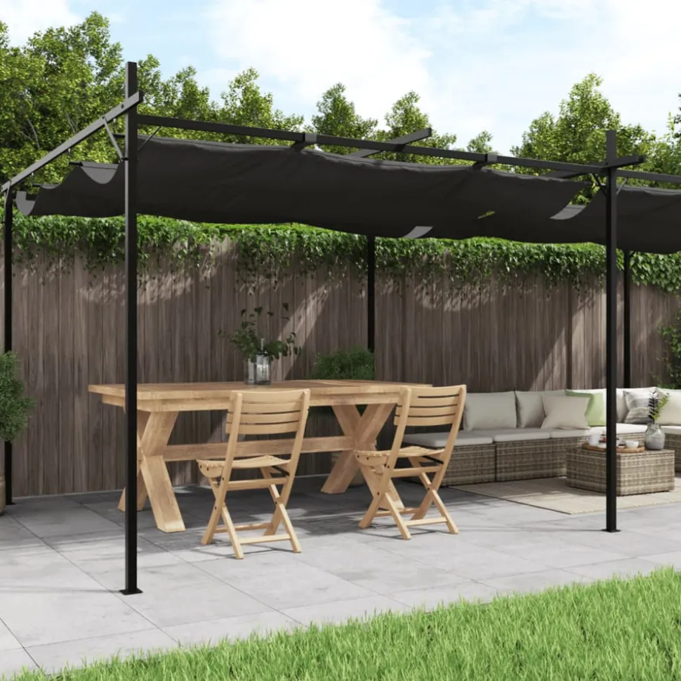 VIDAXL - Pergola avec toit rétractable anthracite 589x292x230 cm
