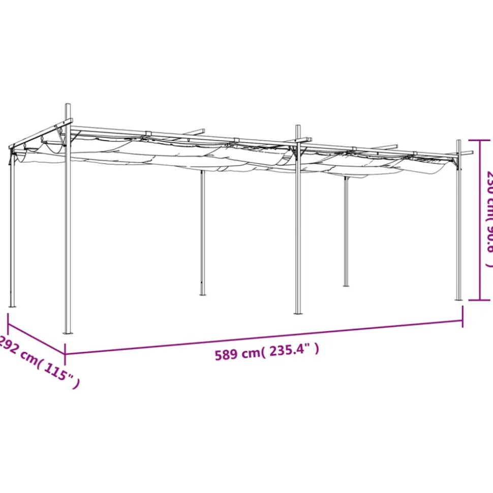 VIDAXL - Pergola avec toit rétractable anthracite 589x292x230 cm