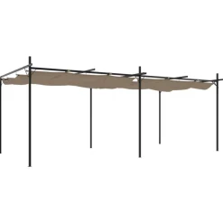 VIDAXL - Pergola avec toit rétractable taupe 589x292x230 cm