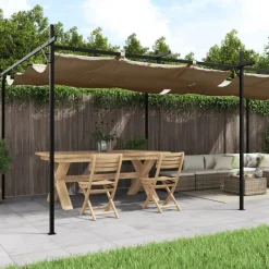 VIDAXL - Pergola avec toit rétractable taupe 589x292x230 cm