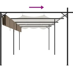 VIDAXL - Pergola avec toit rétractable taupe 589x292x230 cm