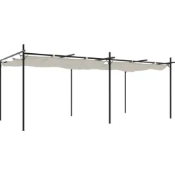 VIDAXL - Pergola avec toit rétractable crème 589x292x230 cm