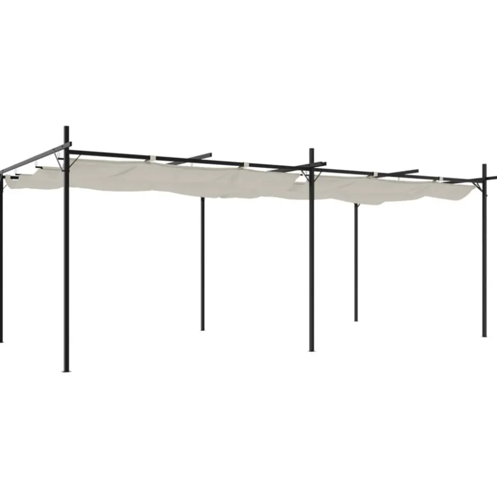 VIDAXL - Pergola avec toit rétractable crème 589x292x230 cm