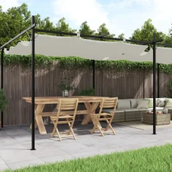 VIDAXL - Pergola avec toit rétractable crème 589x292x230 cm